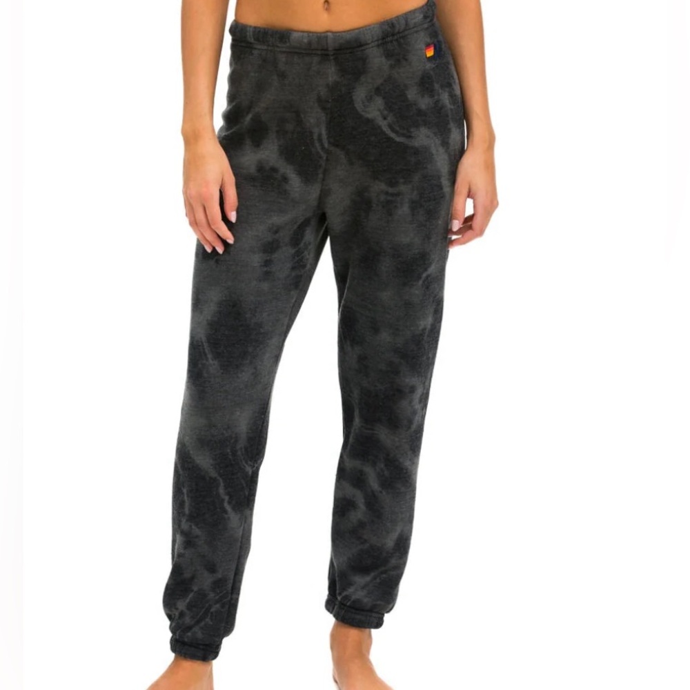 NWT Aviator Nation hand dyed tie dye vintage charcoal sweatpants size xs
